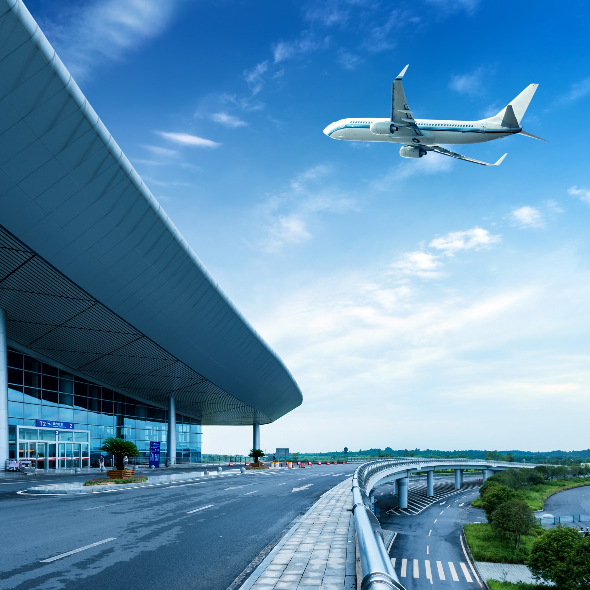 Airport terminal with aircraft, representing aviation facilities