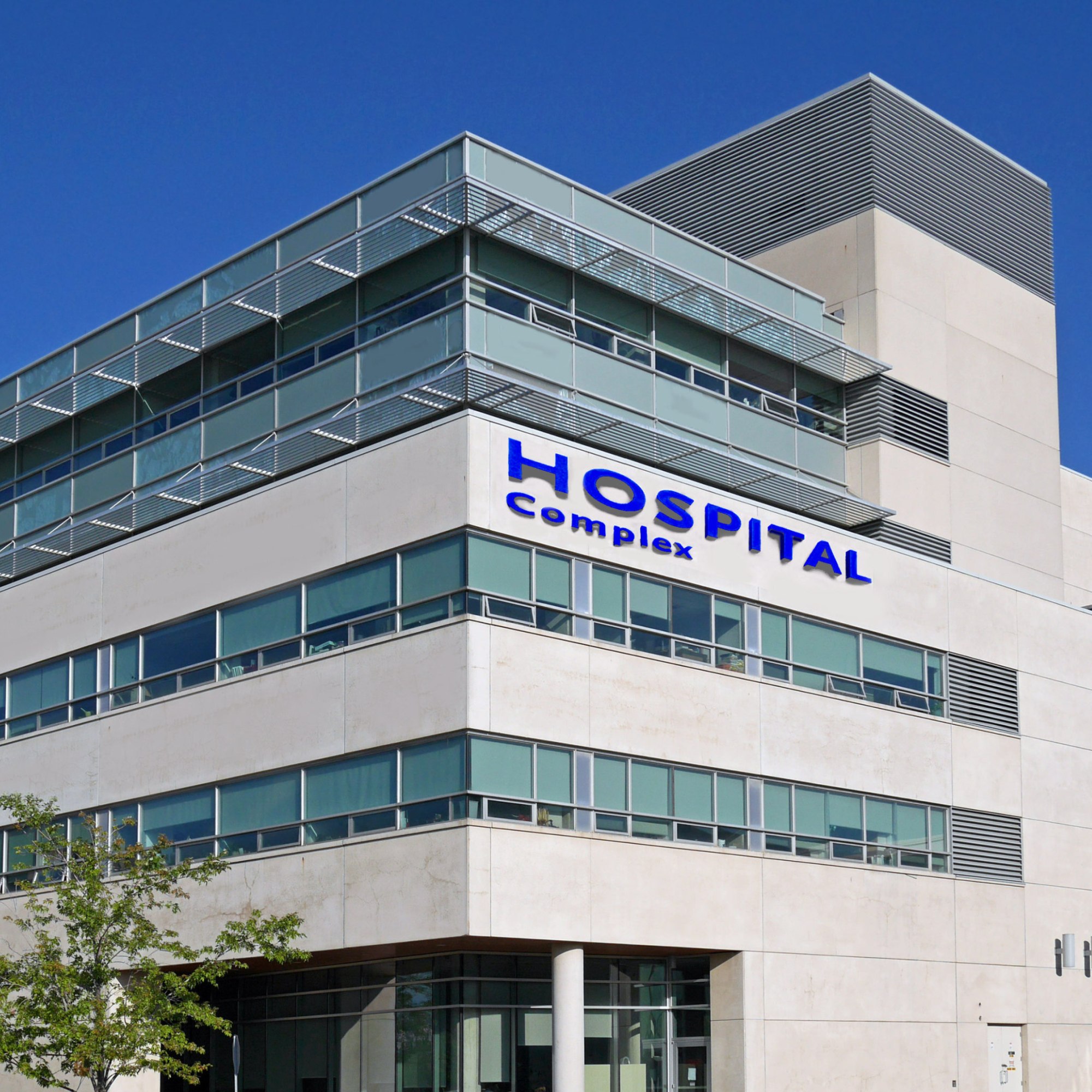 Modern hospital complex building